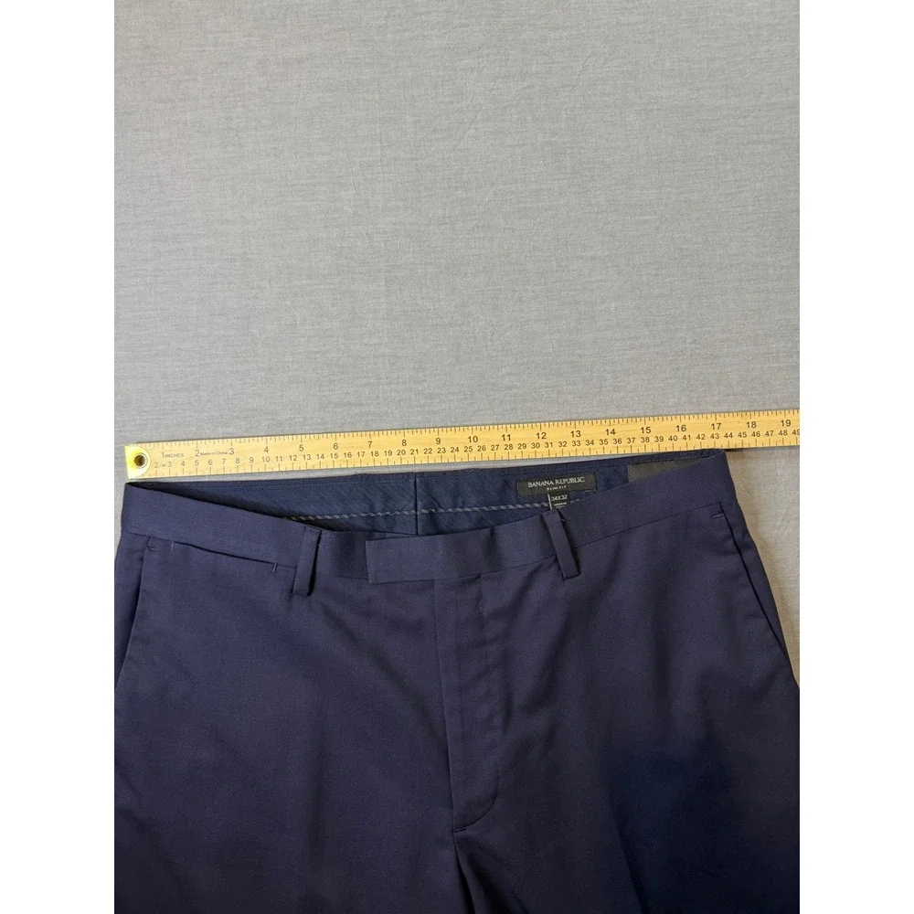 Banana Republic Dress Pants Mens 34x32 Navy Blue Good Marzotto Italian Wool Slim
